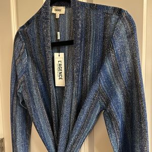 NWT L’Agence Berkeley Metallic Wrap Cardigan